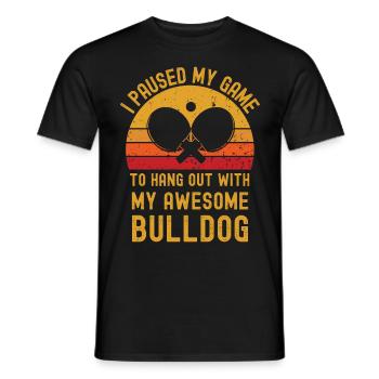 Tennis de table et bouledogue - T-shirt homme - noir - Devant - AI Model Male 178 light (178cm)