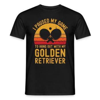 Tennis de table et golden retrievers - T-shirt homme - noir - Devant - AI Model Male 178 light (178cm)