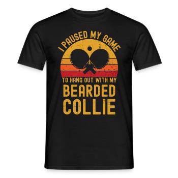 Tennis de table et colley barbu - T-shirt homme - noir - Devant - AI Model Male 178 light (178cm)