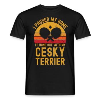 Tischtennis und Cesky-Terrier - Männer T-Shirt - Schwarz - Vorne - AI Model Male 178 light (178cm)