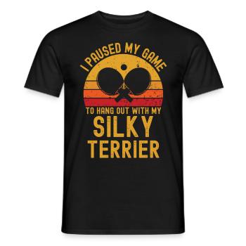 Tennis de table et Silky-Terrier - T-shirt homme - noir - Devant - AI Model Male 178 light (178cm)