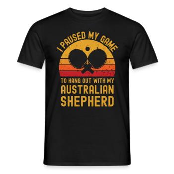 Tennis de table et berger australien - T-shirt homme - noir - Devant - AI Model Male 178 light (178cm)