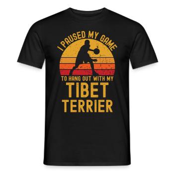 Basketball and Tibetan Terrier - Men's T-Shirt - black - Front - AI Model Male 178 light (178cm)