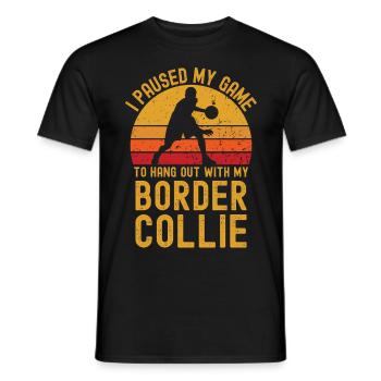 Basketball and Border Collie - Men's T-Shirt - black - Front - AI Model Male 178 light (178cm)