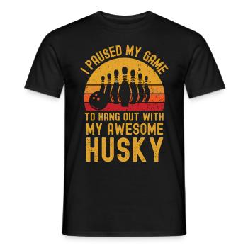 Bowling und Husky - Männer T-Shirt - Schwarz - Vorne - AI Model Male 178 light (178cm)
