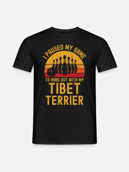 Bowling and Tibetan Terriers - Men's T-Shirt - black