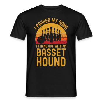 Bowling and Basset-Hound - Men's T-Shirt - black - Front - AI Model Male 178 light (178cm)