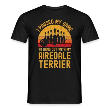 Bowling und Airedale-Terrier - Männer T-Shirt - Schwarz - Vorne - AI Model Male 178 light (178cm)