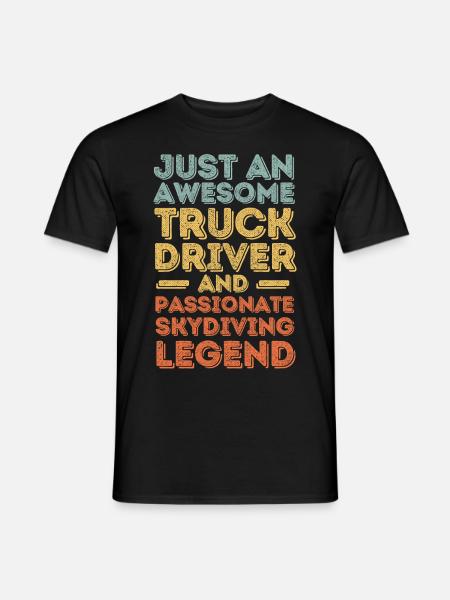 Truck driver skydiving retro - Men's T-Shirt - black