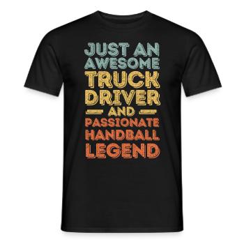 Camionneur handball rétro - T-shirt homme - noir - Devant - AI Model Male 178 light (178cm)