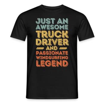 Chauffeur de camion planche à voile rétro - T-shirt homme - noir - Devant - AI Model Male 178 light (178cm)
