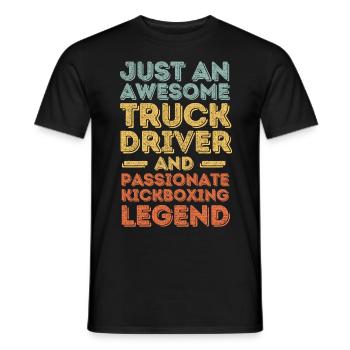 LKW-Fahrer Kickboxen retro - Männer T-Shirt - Schwarz - Vorne - AI Model Male 178 light (178cm)