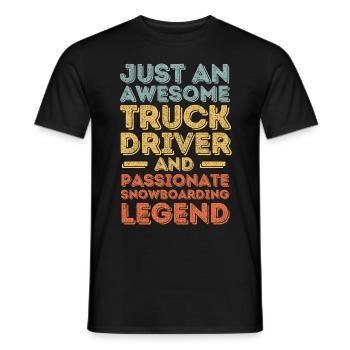 Truck driver snowboarding retro - Men's T-Shirt - black - Front - AI Model Male 178 light (178cm)