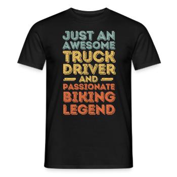Chauffeur de camion à vélo rétro - T-shirt homme - noir - Devant - AI Model Male 178 light (178cm)