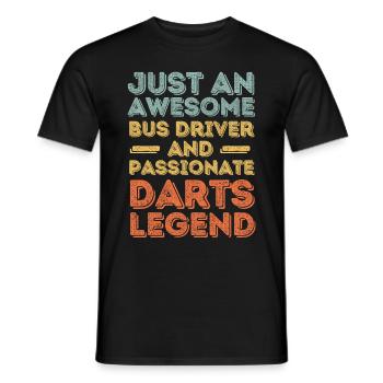 Bus driver Darts retro - Men's T-Shirt - black - Front - AI Model Male 178 light (178cm)