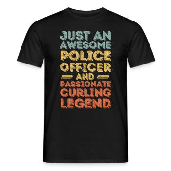 Policeman Curling retro - Men's T-Shirt - black - Front - AI Model Male 178 light (178cm)