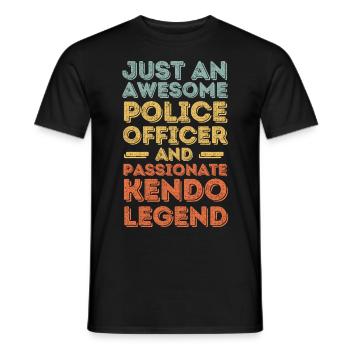 Policeman Kendo retro - Men's T-Shirt - black - Front - AI Model Male 178 light (178cm)