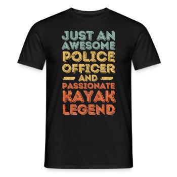 Policeman kayaking retro - Men's T-Shirt - black - Front - AI Model Male 178 light (178cm)