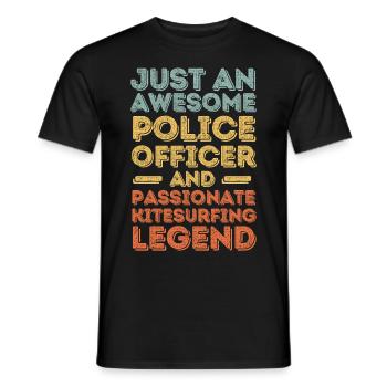 Policeman Kitesurfing retro - Men's T-Shirt - black - Front - AI Model Male 178 light (178cm)