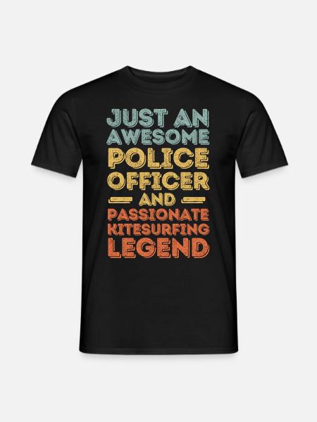 Policeman Kitesurfing retro - Men's T-Shirt - black