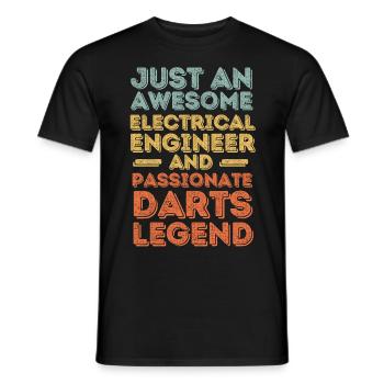 Electrical Engineer Darts retro - Men's T-Shirt - black - Front - AI Model Male 178 light (178cm)