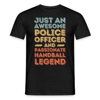 Policeman Handball retro - Men's T-Shirt - black - Front - AI Model Male 178 light (178cm)