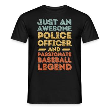 Polizist Baseball retro - Männer T-Shirt - Schwarz - Vorne - AI Model Male 178 light (178cm)