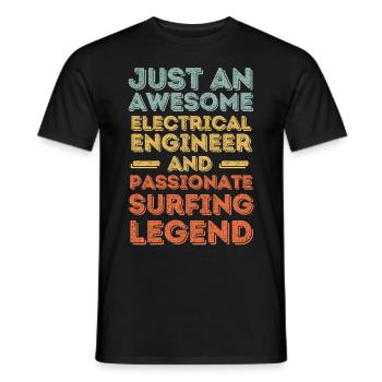 Electrical Engineer Surfing retro - Men's T-Shirt - black - Front - AI Model Male 178 light (178cm)