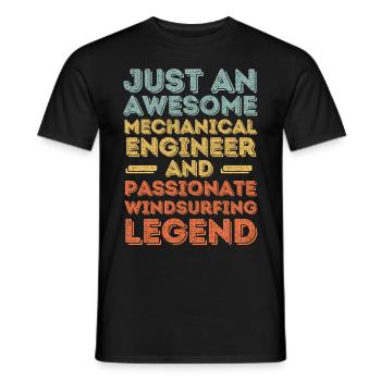 Mechanical Engineer Windsurfing retro - Men's T-Shirt - black - Front - AI Model Male 178 light (178cm)