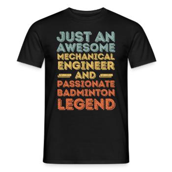 Mechanical Engineer Badminton retro - Men's T-Shirt - black - Front - AI Model Male 178 light (178cm)