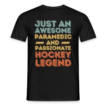 Paramedic Hockey retro - Men's T-Shirt - black - Front - AI Model Male 178 light (178cm)