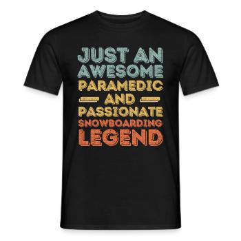 Paramedic Snowboarding retro - Men's T-Shirt - black - Front - AI Model Male 178 light (178cm)