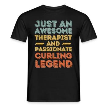 Therapist Curling retro - Men's T-Shirt - black - Front - AI Model Male 178 light (178cm)