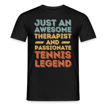 Thérapeute Tennis rétro - T-shirt homme - noir - Devant - AI Model Male 178 light (178cm)