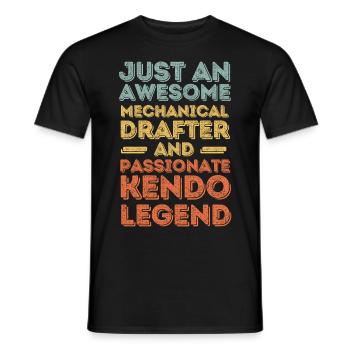 Technical draughtsman Kendo retro - Men's T-Shirt - black - Front - AI Model Male 178 light (178cm)