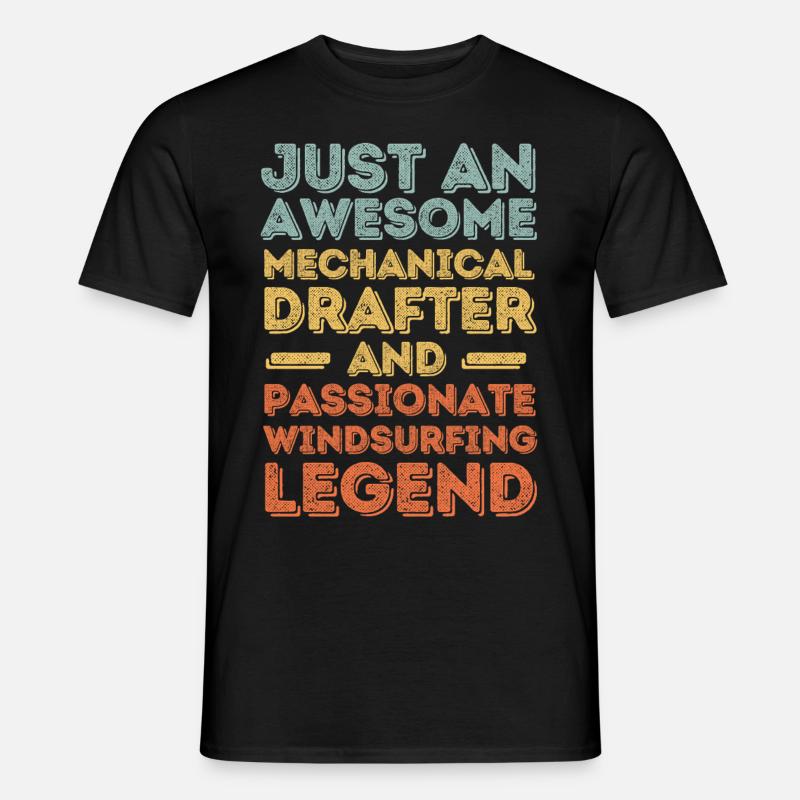 Technischer-Zeichner Windsurfen retro - Männer T-Shirt - Schwarz
