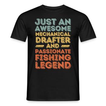 Technical draughtsman fishing retro - Men's T-Shirt - black - Front - AI Model Male 178 light (178cm)