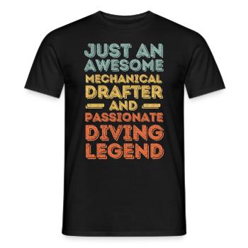 Technical draughtsman diving retro - Men's T-Shirt - black - Front - AI Model Male 178 light (178cm)