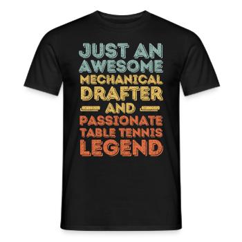 Technical draughtsman table tennis retro - Men's T-Shirt - black - Front - AI Model Male 178 light (178cm)