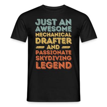Technical draughtsman skydiving retro - Men's T-Shirt - black - Front - AI Model Male 178 light (178cm)
