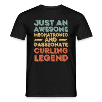 Mechatronics Curling retro - Men's T-Shirt - black - Front - AI Model Male 178 light (178cm)