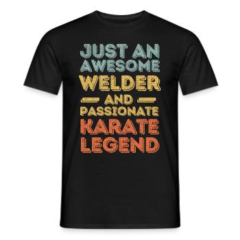 Schweißer Karate retro - Männer T-Shirt - Schwarz - Vorne - AI Model Male 178 light (178cm)
