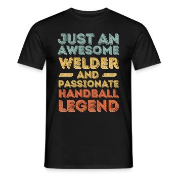 Schweißer Handball retro - Männer T-Shirt - Schwarz - Vorne - AI Model Male 178 light (178cm)