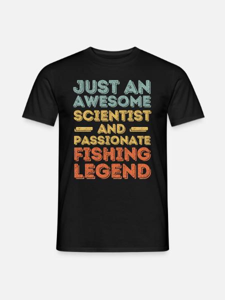 Scientist fishing retro - Men's T-Shirt - black
