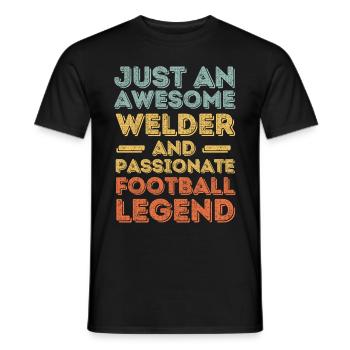 Schweißer Fußball retro - Männer T-Shirt - Schwarz - Vorne - AI Model Male 178 light (178cm)
