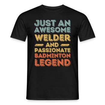 Schweißer Badminton retro - Männer T-Shirt - Schwarz - Vorne - AI Model Male 178 light (178cm)