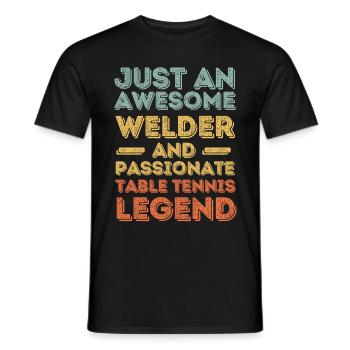 Schweißer Tischtennis retro - Männer T-Shirt - Schwarz - Vorne - AI Model Male 178 light (178cm)