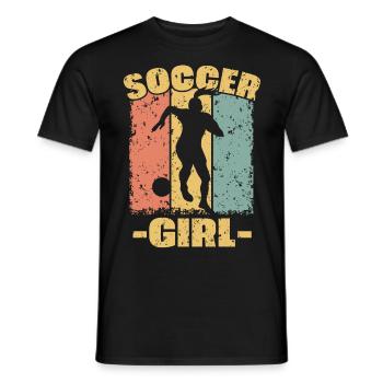Women Soccer retro - Men's T-Shirt - black - Front - AI Model Male 178 light (178cm)