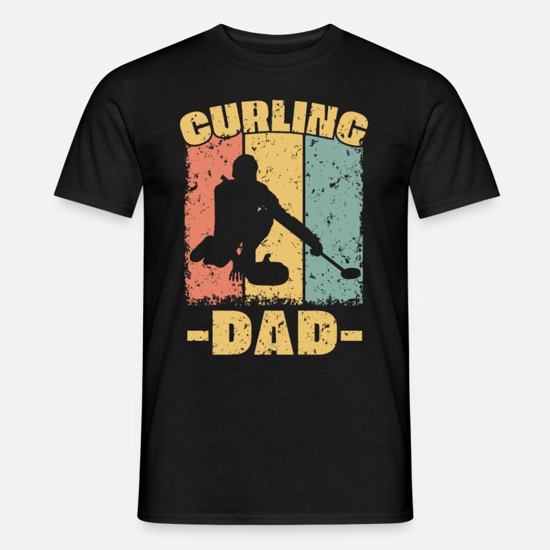 Curling Papa retro - Männer T-Shirt - Schwarz