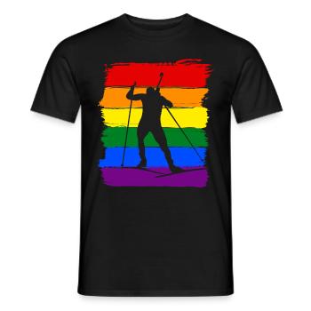 Ski LGBT Pride - T-shirt homme - noir - Devant - AI Model Male 178 light (178cm)